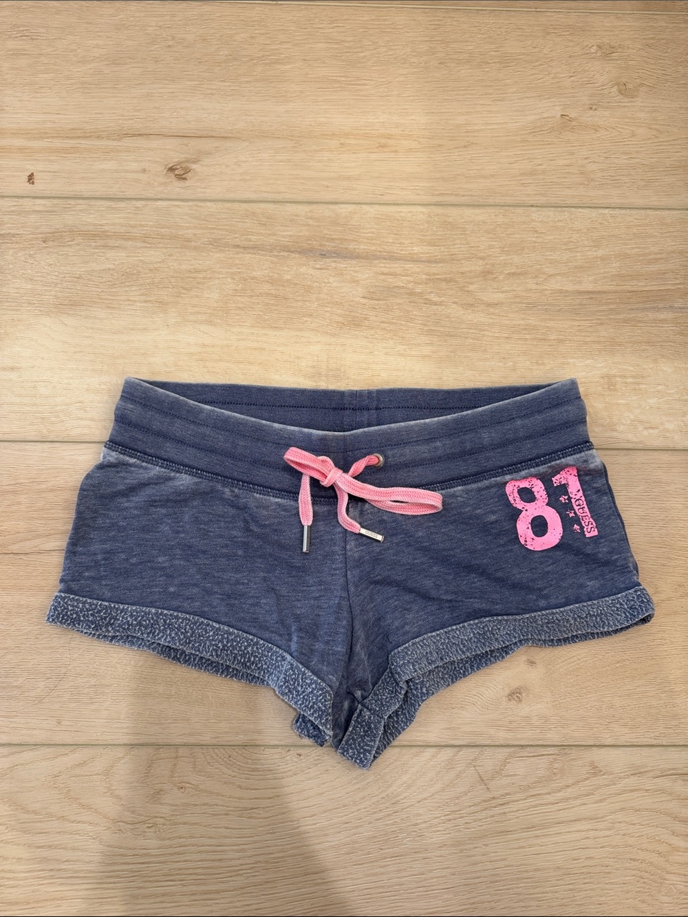 Guess Blue Low Rise Micro Mini Sweat Shorts Small S